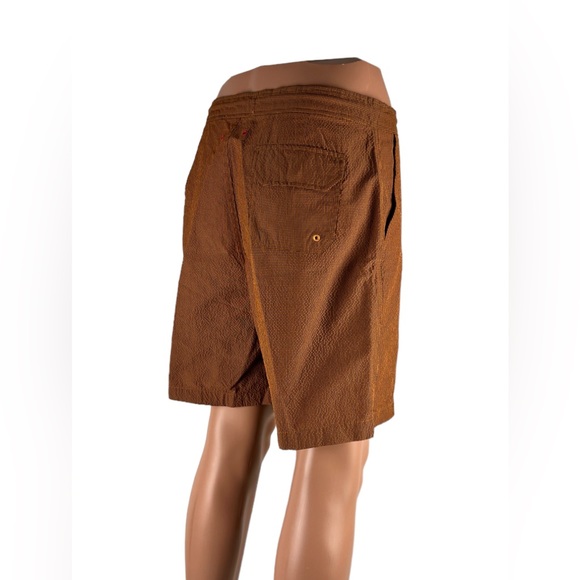 Solid & Striped Mens Medium Shorts Orange Blue Checks Polyamide Pockets EUC - Picture 6 of 14